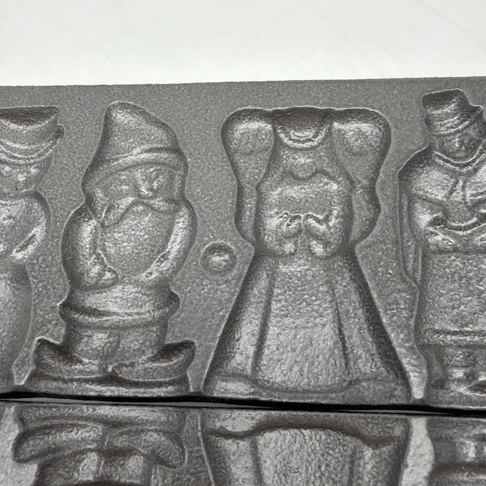 John Wright Cast Iron Candy Mold Christmas Snowman, Angel, Elf, Caroler